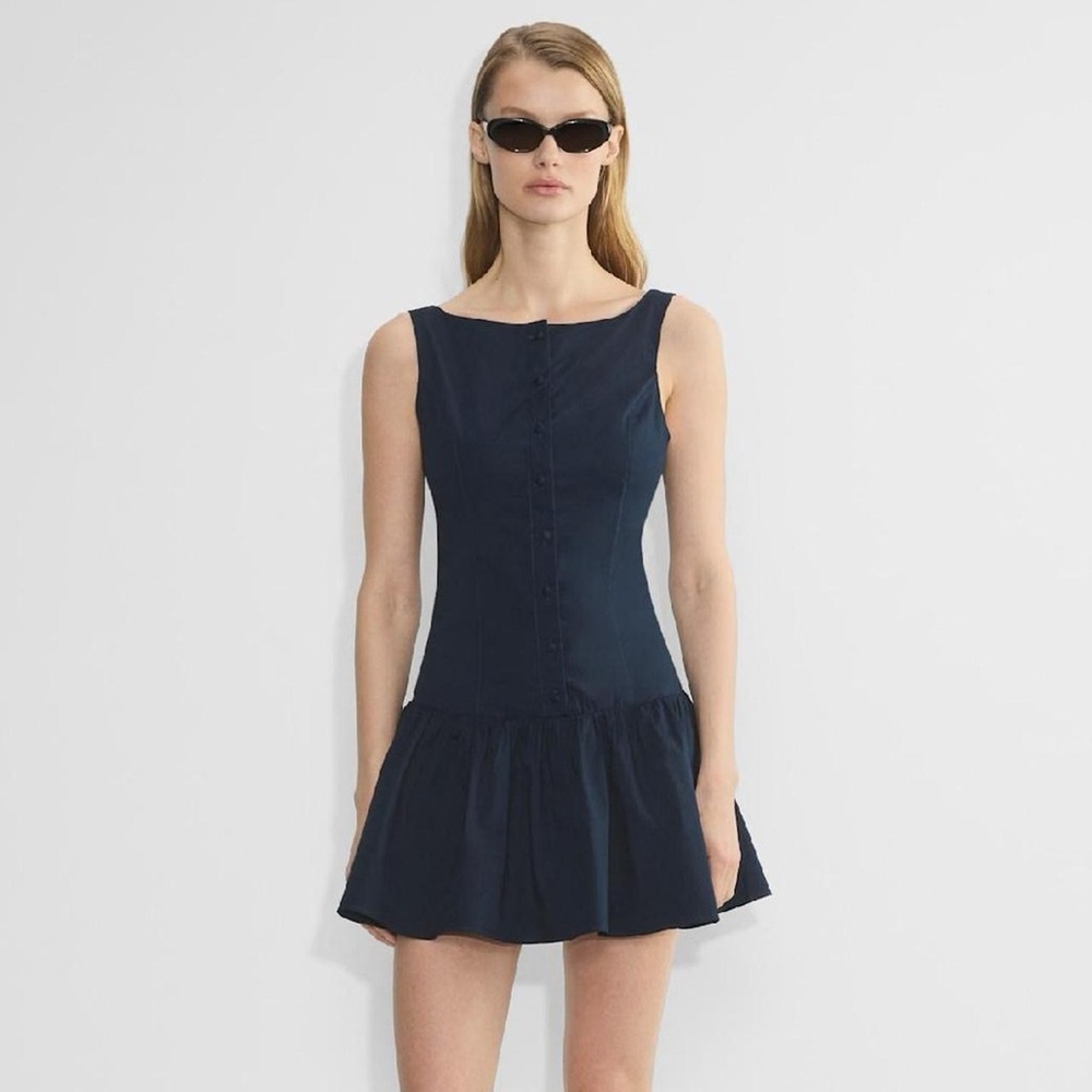Aritzia Sunday Best Foxglove Poplin Dress Navy size 4
